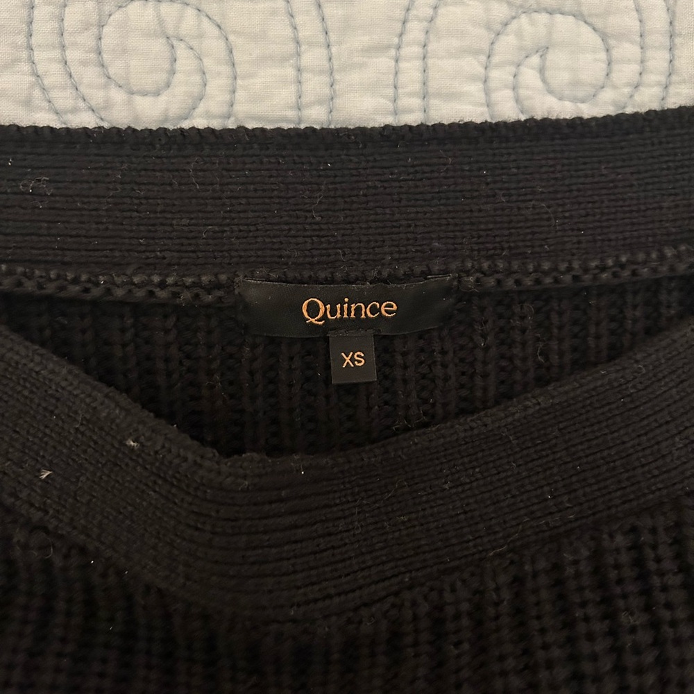 Quince 100% Organic Cotton Black Fisherman Boatneck Sweater - Picture 3 of 8